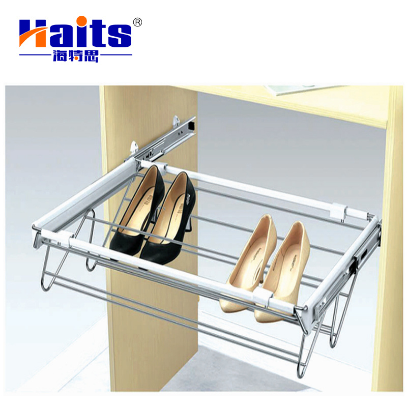 HT-10.1305 Simple Design Closet Accessory Push and Pull Storage Wire Mesh Shoe Rack
